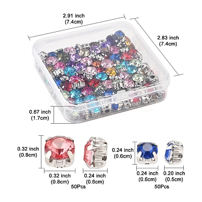 100Pcs 2 Styles Sew on Rhinestone GACR-FS0001-01-1