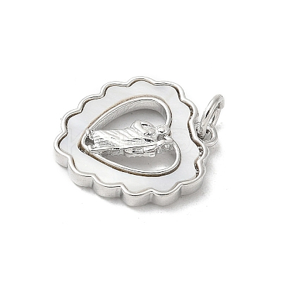 Brass Pave Natural White Shell Religion Pendants KK-S522-23P-B-1