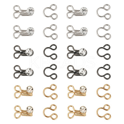 15Sets 3 Colors Alloy Rhinestone Hook and Eye Fasteners FIND-TA0006-54-1