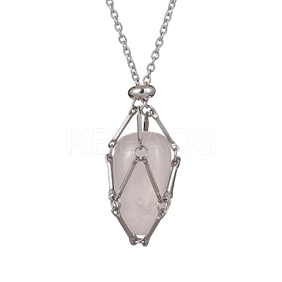 Crystal Holder Cage Necklace X-NJEW-JN04585-1