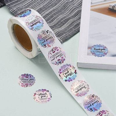 Rainbow Laser 1 Inch Thank You Sticker X-DIY-A006-G08-1