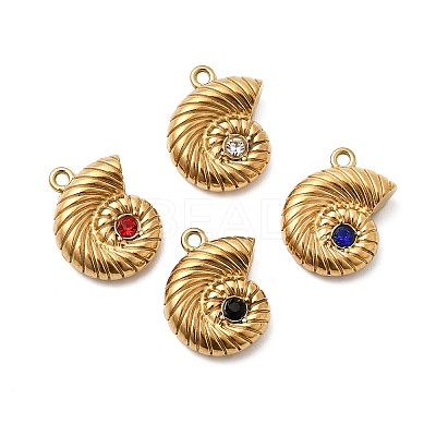 304 Stainless Steel Micro Pave Rhinestone Pendants STAS-G369-08G-1