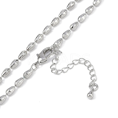 Rack Plating Brass Textured Teardrop Link Chain Necklaces for Women NJEW-K382-07P-1