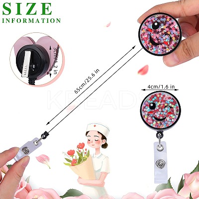 Sequin Quicksand Effect Acrylic & ABS Plastic Badge Reel AJEW-SZ0002-46B-1