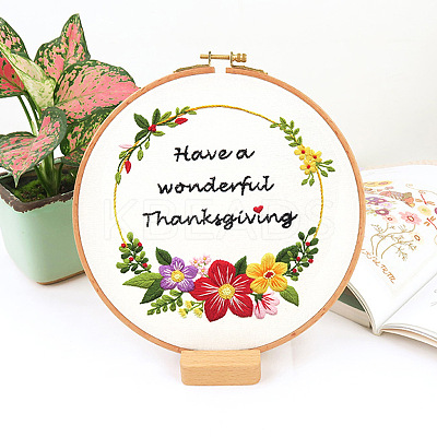 Flower Pattern DIY Embroidery Kit DIY-P077-122-1