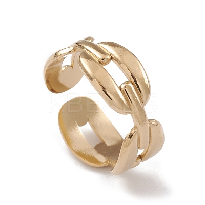 Ion Plating(IP) 304 Stainless Steel Hollow Out Oval Cuff Rings for Women RJEW-G285-60G-1