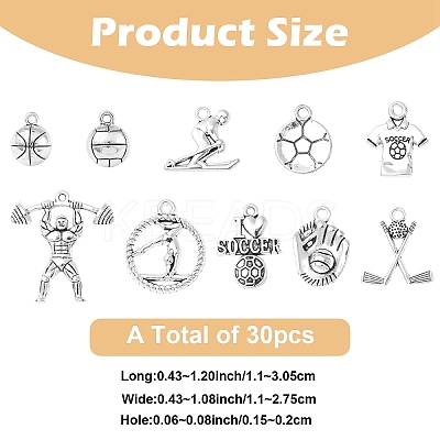 30Pcs 10 Styles Tibetan Style Zinc Alloy Pendants FIND-YW0006-56-1