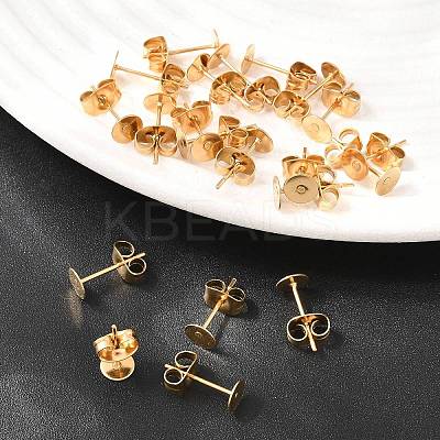 Ion Plating(IP) 304 Stainless Steel Stud Earring Findings STAS-H436-24G-5mm-1