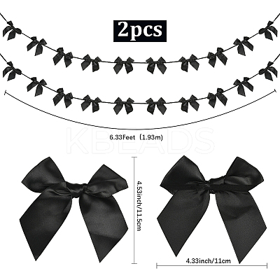 2Pcs Cloth Bowknot Hanging Banner for Christmas Tree Decoration AJEW-SP0002-82A-1