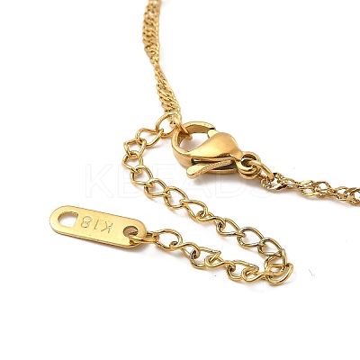 Clear Cubic Zirconia Square with Arch Pendant Necklace with Singapore Chains NJEW-P273-01G-1
