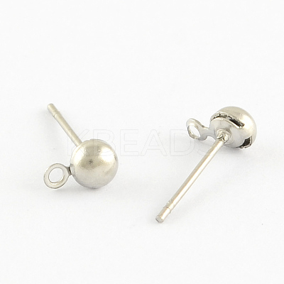 Non-Tarnish 304 Stainless Steel Ball Post Stud Earring Findings STAS-Q170-14-1