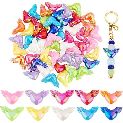 60Pcs 10 Colors AB Color Plated Acrylic Beads PACR-PH0001-11-1