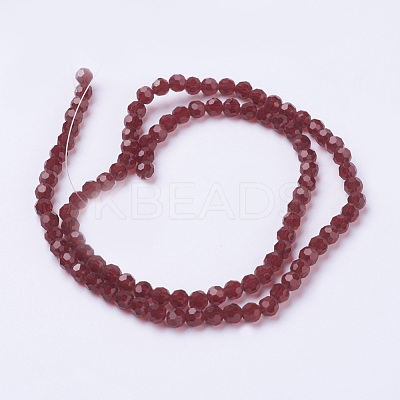 Faceted(32 Facets) Round Glass Beads Strands X-EGLA-J042-4mm-20-1
