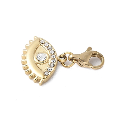304 Stainless Steel Rhinestone Eye Pendant Decoration STAS-S165-33G-1