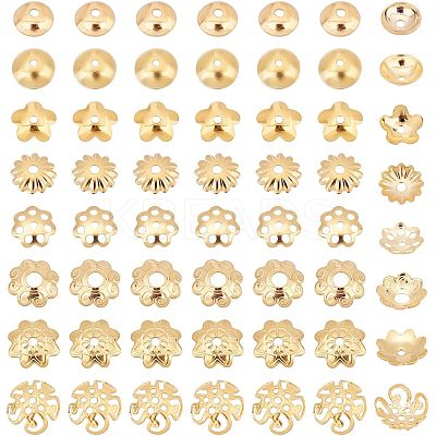 160Pcs 8 Style 304 Stainless Steel Bead Caps STAS-PH0004-45-1