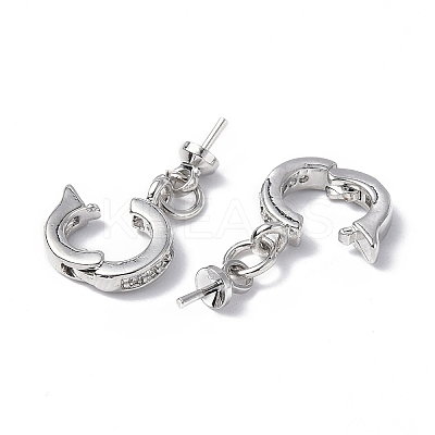Brass Micro Pave Clear Cubic Zirconia Twister Clasps KK-P223-19P-1