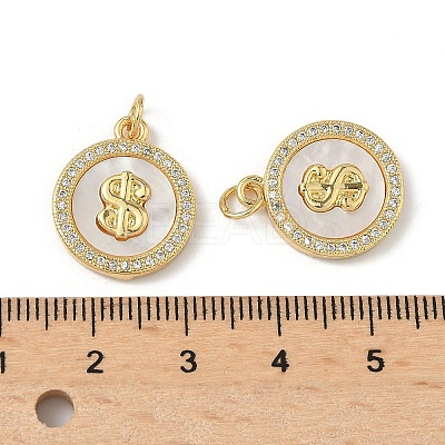 Brass Micro Pave Cubic Zirconia with Shell Pendants KK-Z115-06G-1