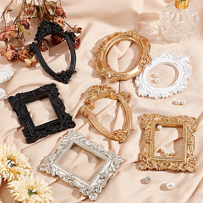 12Pcs 12 Styles Vintage Resin Picture Frame AJEW-AN0007-29-1