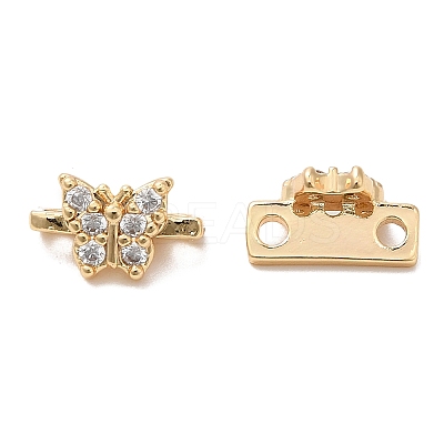 Brass Micro Pave Clear Cubic Zirconia Connector Charms KK-B074-03G-1