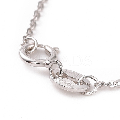Anti-Tarnish Rhodium Plated 925 Sterling Silver Cable Chains Necklace for Women STER-I021-08A-P-1