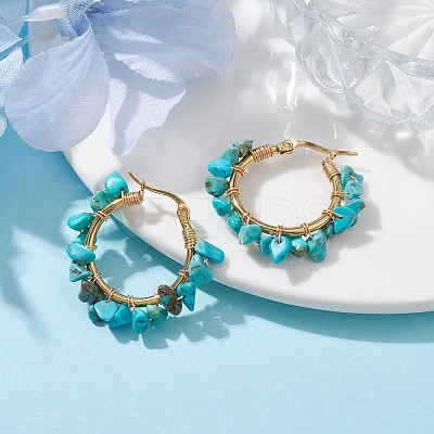 Natural Gemstone Hoop Earring EJEW-JE05709-1