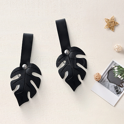 2Pcs Leaf PU Leather Cardigan Clips JEWB-CL0001-01C-1