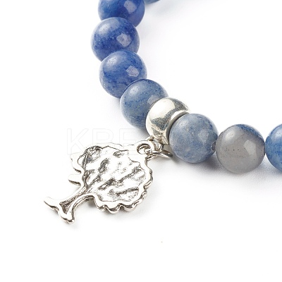 Natural Mixed Stone Round Beads Stretch Bracelet for Girl Women BJEW-JB06930-1