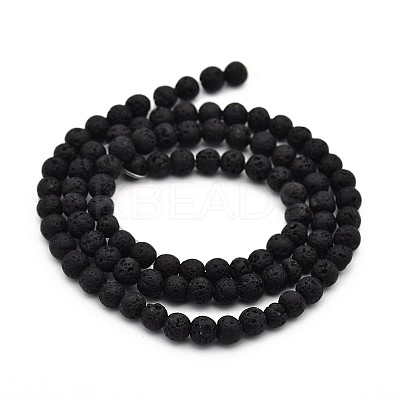 Natural Lava Rock Round Bead Strands G-M169-4mm-03-1