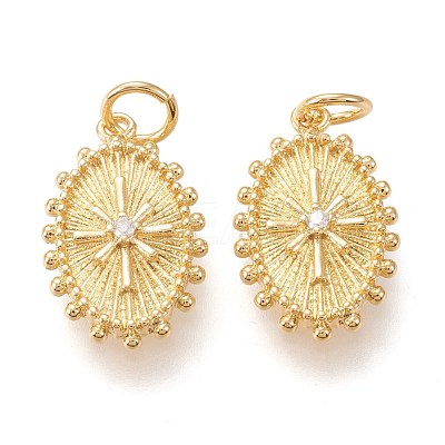 Brass Micro Pave Clear Cubic Zirconia Pendants ZIRC-I044-42G-1