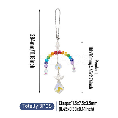2Pcs Glass Crystal Prism Rainbow Angel Hanging Suncatchers HJEW-TADJ0016-1