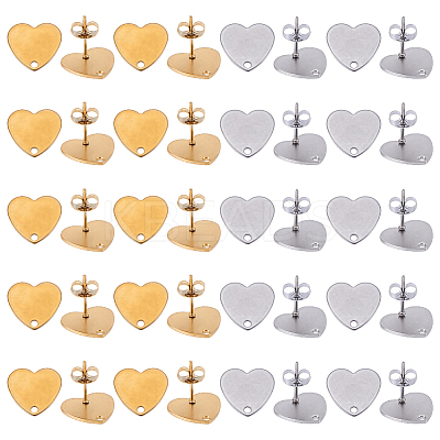 20Pcs 2 Colors Ion Plating(IP) 304 Stainless Steel Stud Earring Findings EJEW-UN0001-75-1