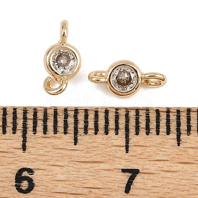 Brass Pave Clear Cubic Zirconia Connector Charms KK-H078-09C-G-1