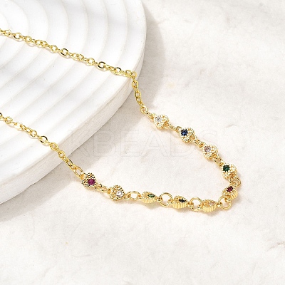Brass Micro Pave Cubic Zirconia Heart Pendant Necklaces NJEW-B157-13G-1