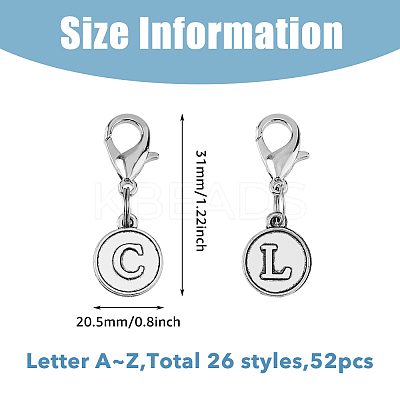 52Pcs 26 Style Alloy Replacement Zipper Sliders HJEW-AB00695-1