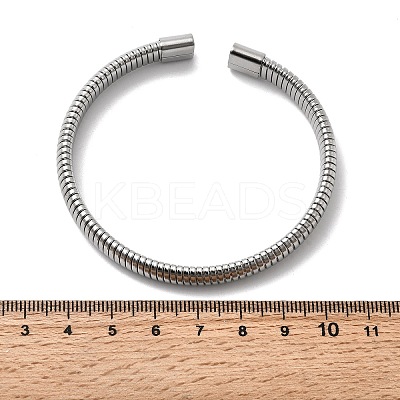 304 Stainless Steel Flat Snake Chains Cuff Bangles for Women BJEW-A067-05P-1