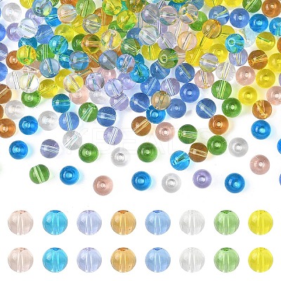 240Pcs 8 Colors Transparent Glass Beads Strands GLAA-YW0005-30-1