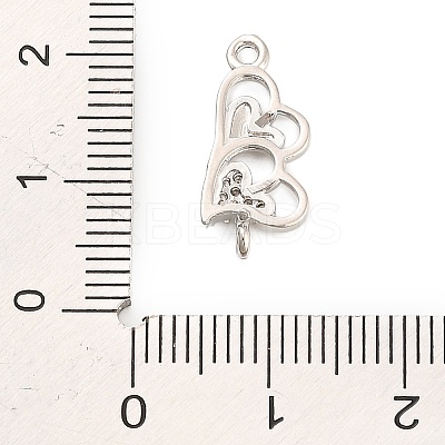 Brass Micro Pave Clear Cubic Zirconia Heart Connector Charms KK-H527-03A-P-1