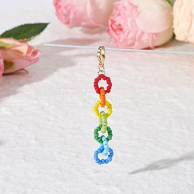 Glass Chain Pendant Decorations HJEW-TA00358-1
