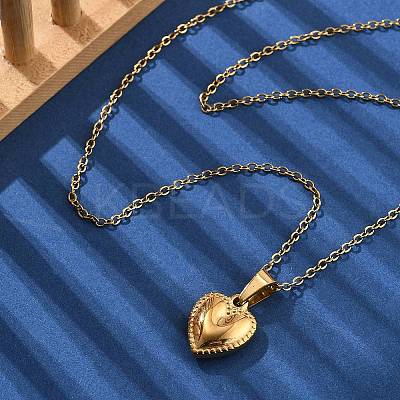 304 Stainless Steel Heart Pendant Necklaces for Women NJEW-S439-03A-G-1