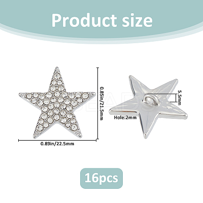 16Pcs Alloy Rhinestone Buttons BUTT-FH0001-031B-1