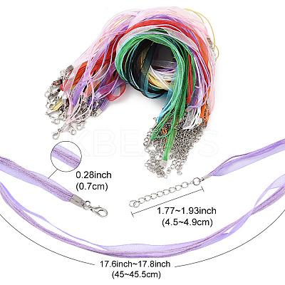 36Pcs 9 Colors Waxed Cord and Organza Ribbon Necklace Making NCOR-FS0001-03-1