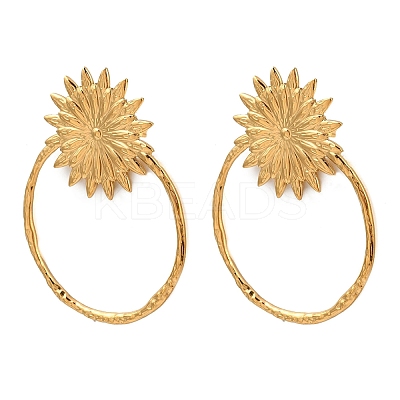 304 Stainless Steel Flower Stud Earrings EJEW-I320-16G-1
