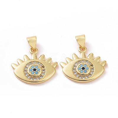 Brass Micro Pave Cubic Zirconia Pendants ZIRC-P106-01G-1