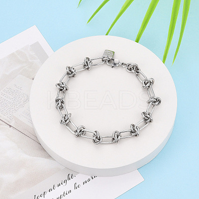 Brass Paperclip Chain Bracelets for Women BJEW-N032-02P-1
