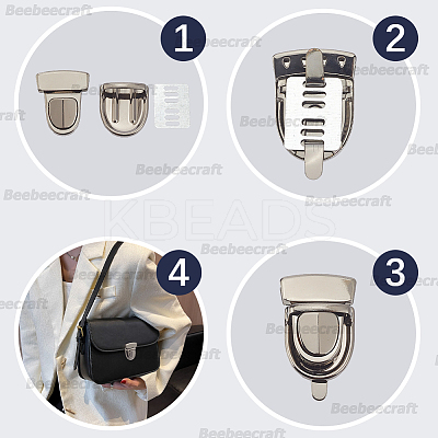 12Pcs 3 Colors Iron Bag Tuck Clasps PURS-BBC0001-03-1
