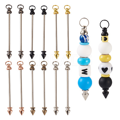12Pcs 6 Colors Alloy Bar Beadable Keychain for Jewelry Making DIY Crafts AJEW-TA0001-44-1