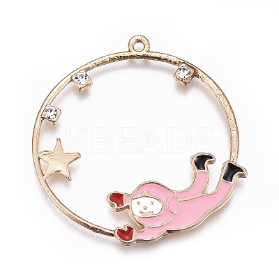 Zinc Alloy Enamel Pendants X-ENAM-F118-04C-1