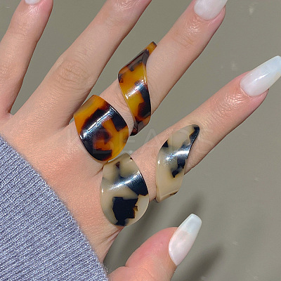 2Pcs Acrylic Cuff Open Rings Set WG2411B-06-1