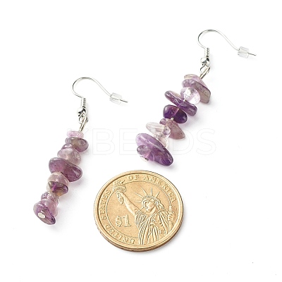 Natural Amethyst Chip Beads Dangle Earrings EJEW-JE04649-05-1