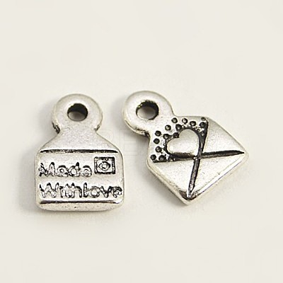 Tibetan Style Alloy Envelope Carved Heart and Word Made with Love Charms for Gift Making X-LF0643Y-1